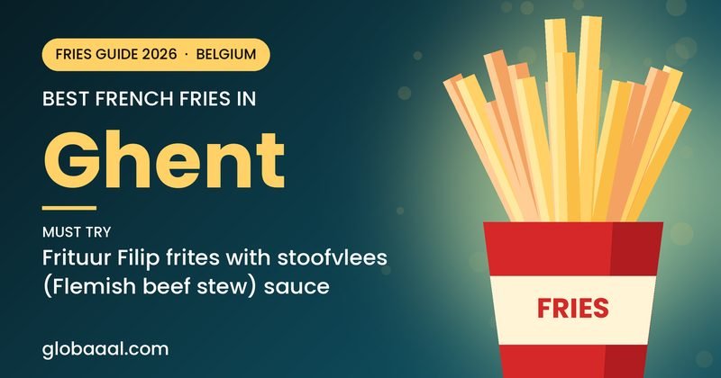Best french fries in Ghent, Belgium: must-try Frituur Filip frites with stoofvlees (Flemish beef stew) sauce
